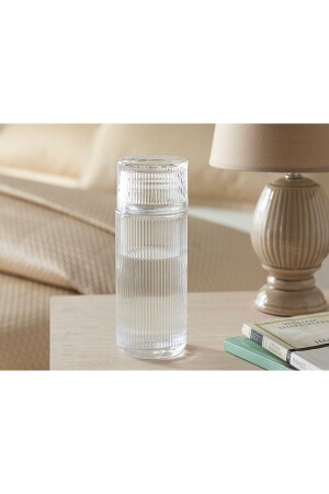Striped Glass Bedside Jug 730 Ml Transparent - English Home