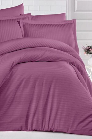 Striped Satin Cherry Rotten Duvet Cover Set Double 8681727069130 - Clasy