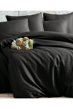 Striped Satin Duvet Cover Set, Double Bed Sheet Without Elastic, 2 Pillow Cases, STRIPED SATIN DUVET COVER SET - Deneme Zamanı