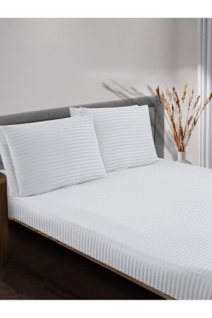 Striped Satin Fitted Sheet Set + Pillowcase Double - Single - Soft Colours
