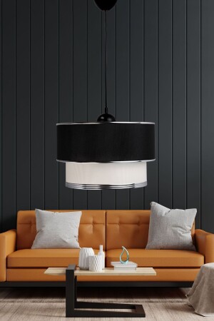 Striped Single Pendant Lamp Chandelier Black-white E119 ES-srt345 - Eslight