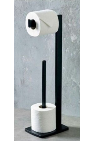 Sturdy Black Specially Designed Bathroom Roll Holder With Accumulation, Will Not Topple Over, Will Not Shake.COLOR PAPER RACK172 - RENKYAPI