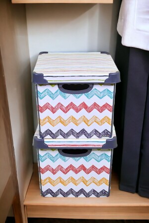 Style Box Colored Zigzag Plastic Decorative Box Set - 2x 20 Liters BS-56C681D09 - QUTU