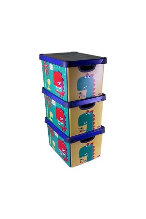 Style Box Dude Decorative Toy Box Set - 3x 20 Liters BS-2111AAB7C - QUTU