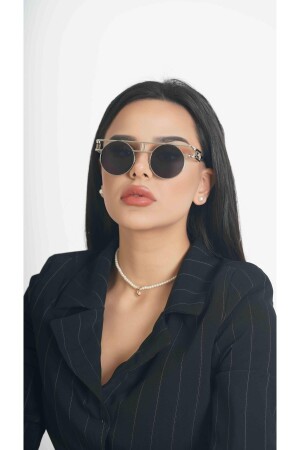 Style Brille Gold Oval Detaillierter Rahmen Schwarzes Glas YW-8816J - Angel Eyes