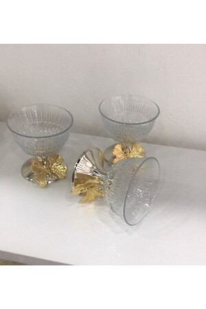 Stylish Looking 3 Piece Silver Footed Glass Sugar Bowl Snack Bowl Presentation Holder MNL1023 - Elzem
