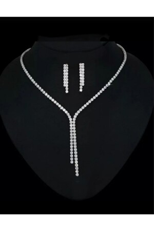 Su Yolu Bridal Necklace Earring Set Evening Dress Wedding Dress Necklace Earring Set 274642tk - TakıConcept