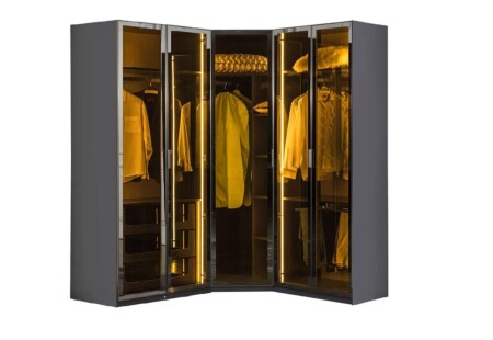 Suare Anthracite 5-Door Clothes Cabinet - Cadde Yıldız