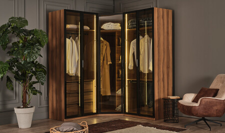 Suare Ceviz 5-Door Clothes Cabinet - Cadde Yıldız