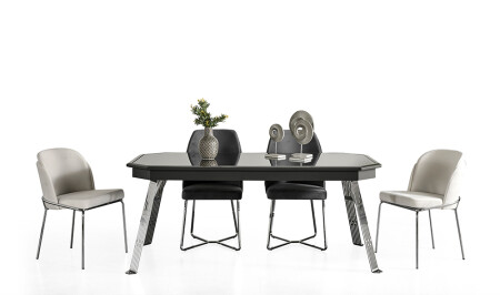 Suave Anthracite Dining Table Set - Cadde Yıldız