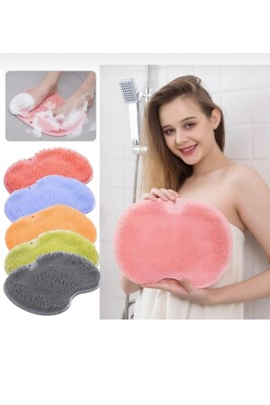 Suction Cup Bath Brush Massage Pad Back Foot Pouch Washing loofah - Red Light