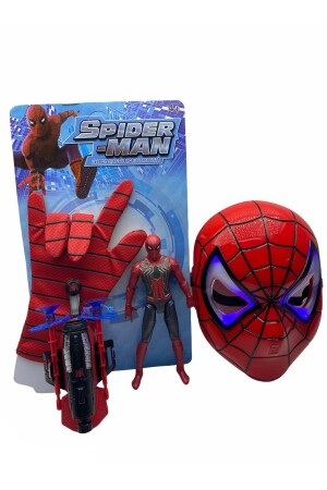 Suction Cup Throwing Gloves + Luminous Mask + 18 Cm Luminous Figure 3 Piece Set Toy Spiderman 345672 - Spiderman