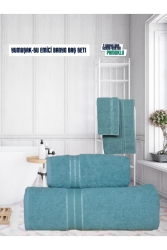 Sude 1 Adet Banyo Havlusu 90x140 1 Adet Baş Havlusu 50x90 Banyo Baş-hamam Seti SD2022 - Şelale