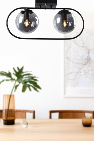Suhan 2. Row of Black-smoked Globe Glass Chandelier BEG1042BEG02 - Begüsa