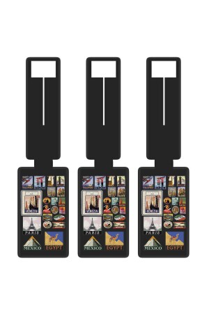 Suitcase Tag 3 Pieces Patterned Silicone Name Tag Suitcase Luggage Tag Country Symbols - Senada