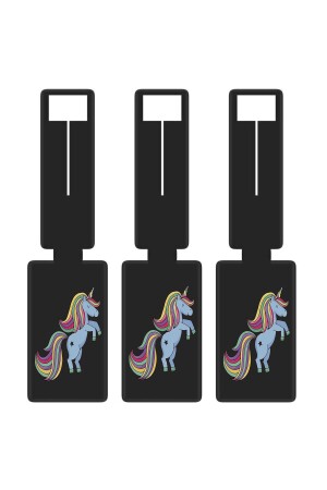 Suitcase Tag 3 Pieces Patterned Silicone Nameplate Suitcase Luggage Tag Unicorn - Senada