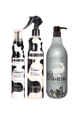 Sulfate-Free Milk Biotin+Retinol Containing Salt-Free Shampoo 3-Piece Hair Care Set - Morfose