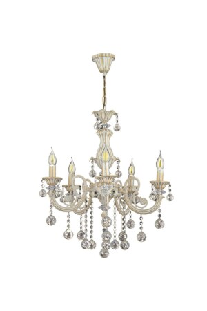Sultan 5 Arm White Gilt Crystal Stone Chandelier GNC-015-05-B - Trendylight
