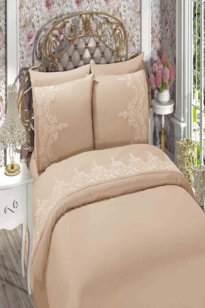 Sultan Luxury Embroidered Double Duvet Cover Set 6 Pieces - French Guipure Duvet Cover Set SltanLüxNevTK - Çalışkan Çeyiz Evi