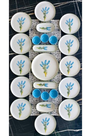 Sümbül Model 23 Piece Turquoise Breakfast Set for 12 people turkuaz12-23 - VENÜS HOME DECORATION
