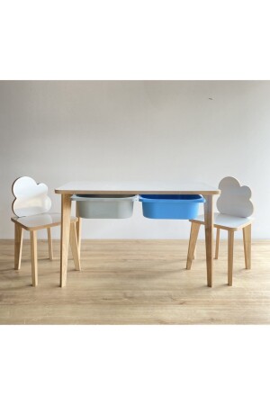 Summer Clear Surface Children's Activity Table Chair Set - Double Chamber Bulut Chair ASR-ÇİFT4 - Asrimo mobilya