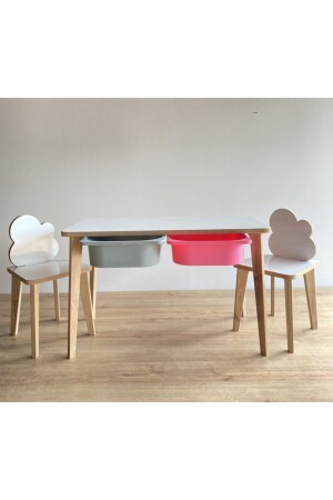 Summer Clear Surface Children's Activity Table Chair Set - Double Chamber Bulut Chair ASR-ÇİFT6 - Asrimo mobilya