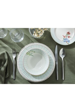 Summery Porselen Yemek Takımı 8 Parça 2 Kişilik Açık Mavi 10039307 - English Home