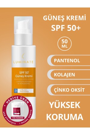 Sun Cream SPF 50 Face and Body Cream Panthenol Suncare Intensive Moisturizing High Protection 50 ml LT00012 - Luminate