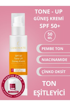 Sun Cream SPF 50 Pink Face Sun Cream Pink Touch Color Tone Equalizer High Protection Uva 50 ml LT00011 - Luminate