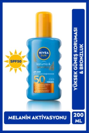 SUN Double Effect High Protection and Tanning Sun Spray 200ml- SPF50- Natural Tanning- Water Resistant - Nivea