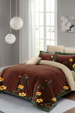 Sun Flowers Çift Kişilik Nevresim Takımı 3d Pamuk Saten monohome2518 - Monohome