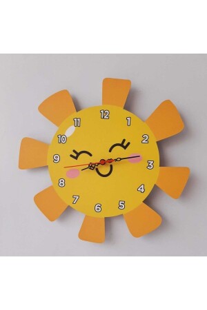 Sun Model Children's Wall Clock 40x40 Cm Colorful Fun Laser Cutting UV Printed 38001206 - TUĞBArt