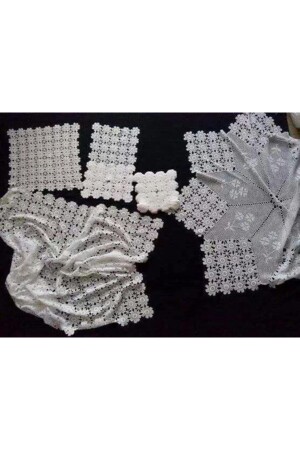 Sun Motif Handcrafted Lace 18 Piece Living Room Set (Fiskos Included) dop6970939igo - Köşem Çeyiz