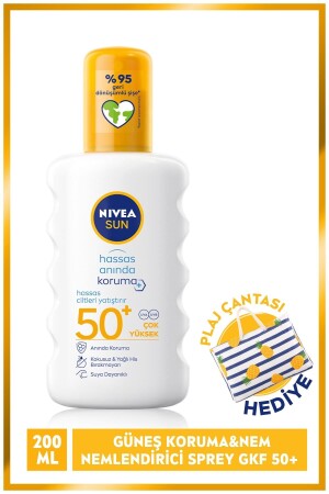 Sun SPF 50+ Sensitive Instant Protection Sun Cream 200 ml Spray, Beach Bag Gift SET. NVE. 868 - NIVEA
