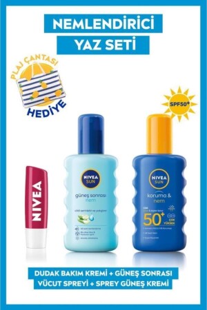 Sun Sunscreen Personal Care Set, Sun Cream 200 Ml, After Sun Spray, Lip Care Cream SET. NVE. 915 - NIVEA