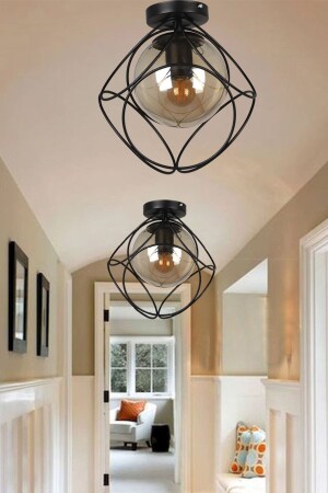 Suna Single Black-honey Glass Ceiling Mount Chandelier BEG1015BEG01 - Begüsa