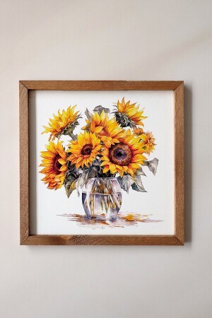 Sunflower Seed Flower in a Wooden Framed Pot UV Printed MDF Painting - Wooden Factory