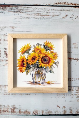 Sunflower Seed Flower in a Wooden Framed Pot UV Printed MDF Painting - Wooden Factory