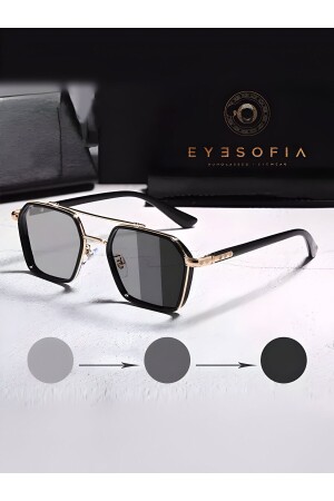 Sunglasses for Women & Men UV400 Glass Ce Certificated Gold Black - Eyesofia