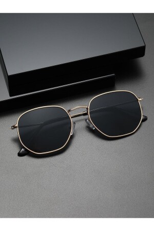 Sunglasses for Women & Men UV400 Glass Ce Certificated Gold Black Hexaw (BLACK HANDLE) - Watchofroyal