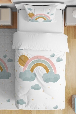 Sunny Rainbow Patterned Single Baby Kids Bettwäsche-Set evnev00121 - Evpanya