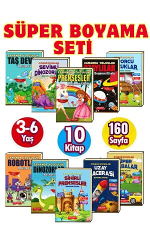 Super-Malbuch-Set mit 10 Stück, geeignet für Alter von 3–7 Jahren - Gönül Yayincilik