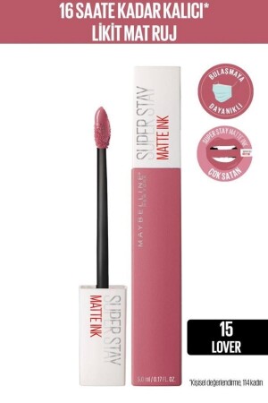 Super Stay Matte Ink Flüssiger, matter Lippenstift – 15 Lover – Pink - Maybelline New York