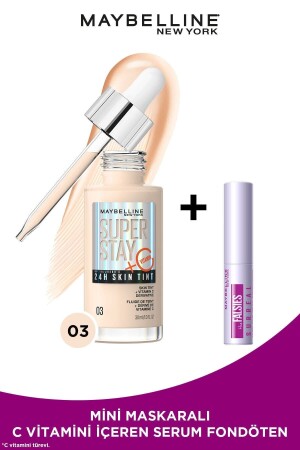 Super Stay Skin Tint Foundation - 03 & Mini Falsies Surreal Mascara 4. 7ml Makeup Set - Maybelline New York