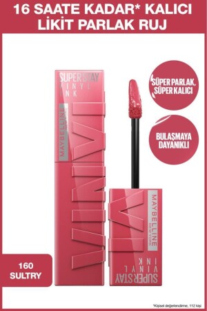 Super Stay Vinyl Ink Langanhaltender, flüssiger, glänzender Lippenstift 160 Sultry - Maybelline New York