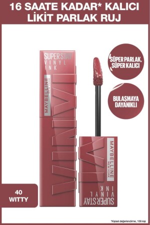 Super Stay Vinyl Ink Langlebiger, flüssiger, glänzender Lippenstift 40 Witty - Maybelline New York