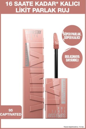 Super Stay Vinyl Ink Langlebiger, flüssiger, glänzender Lippenstift 95 Captivated - Maybelline New York