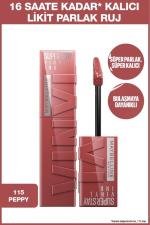 Super Stay Vinyl Ink Long Lasting Liquid Shiny Lipstick 115 Peppy - Maybelline New York