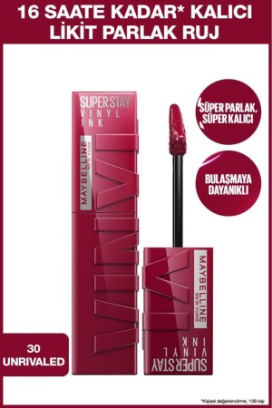 Super Stay Vinyl Ink Uzun Süre Kalıcı Likit Parlak Ruj 30 Unrivaled - Maybelline New York