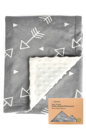 Süper Yumuşak Arrow Desenli Rahat Bebek Battaniyesi- 100 X 85cm - Nohut Kabartma MINKY_001 - Monnhein